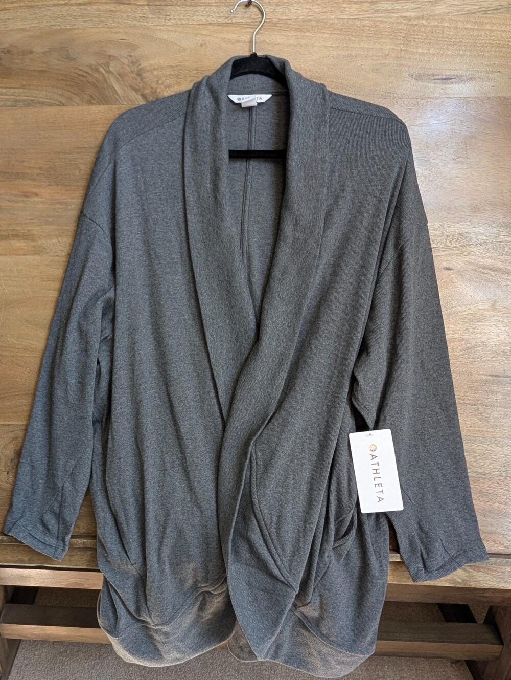 Athleta Presence Cocoon Wrap Cardigan Womens 2X Dark Gray Long Sleeve Open NWT